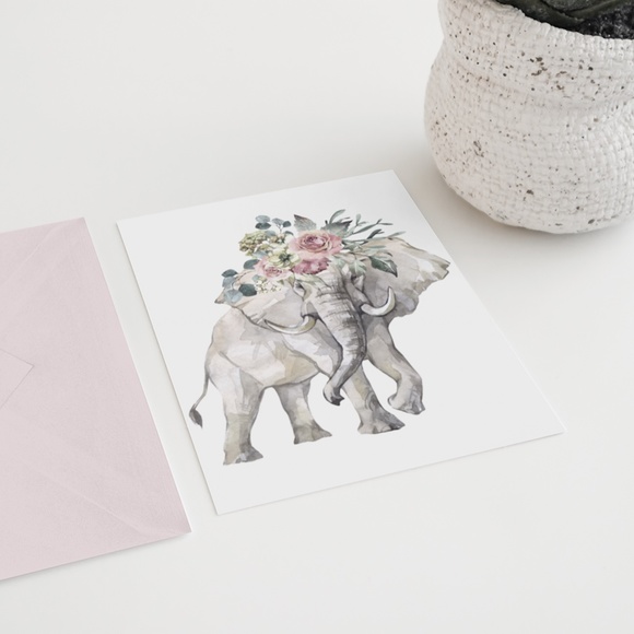 Elephant Watercolor Wall Art Poster Print Unframed - Picture 9 of 10